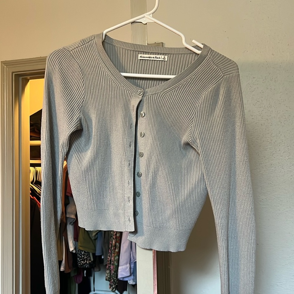 Abercrombie & fitch gray ribbed cardigan